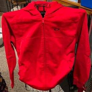 Men’s Red Oakley Performance Zip Up Hoodie Jacket Red Men’s Medium M